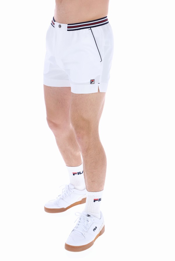 White / White / Navy Fila Hightide 4 Terry Pocket Men Shorts | 3920THGAL