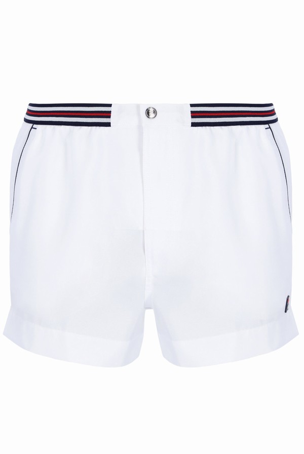 White / White / Navy Fila Hightide 4 Terry Pocket Men Shorts | 3920THGAL