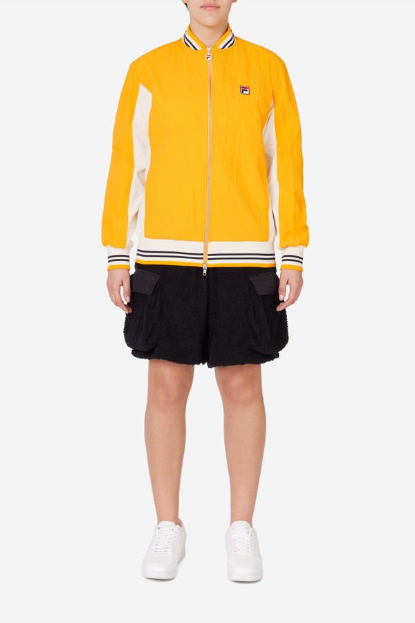 Yellow Fila Crinkled Settanta Men Track Top | 7421UIDGS