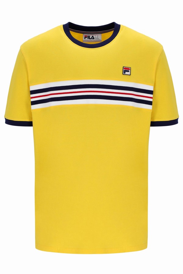 Yellow Fila Joey Jaquard Men T-shirts | 4317JULMQ