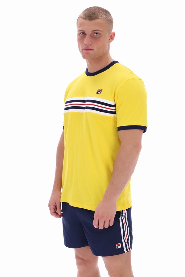 Yellow Fila Joey Jaquard Men T-shirts | 4317JULMQ