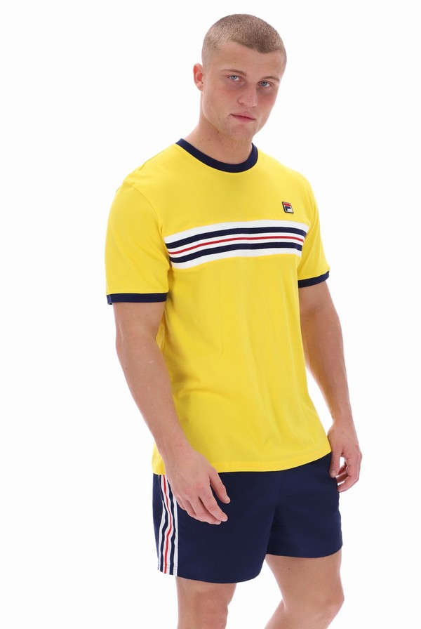 Yellow Fila Joey Jaquard Men T-shirts | 4317JULMQ