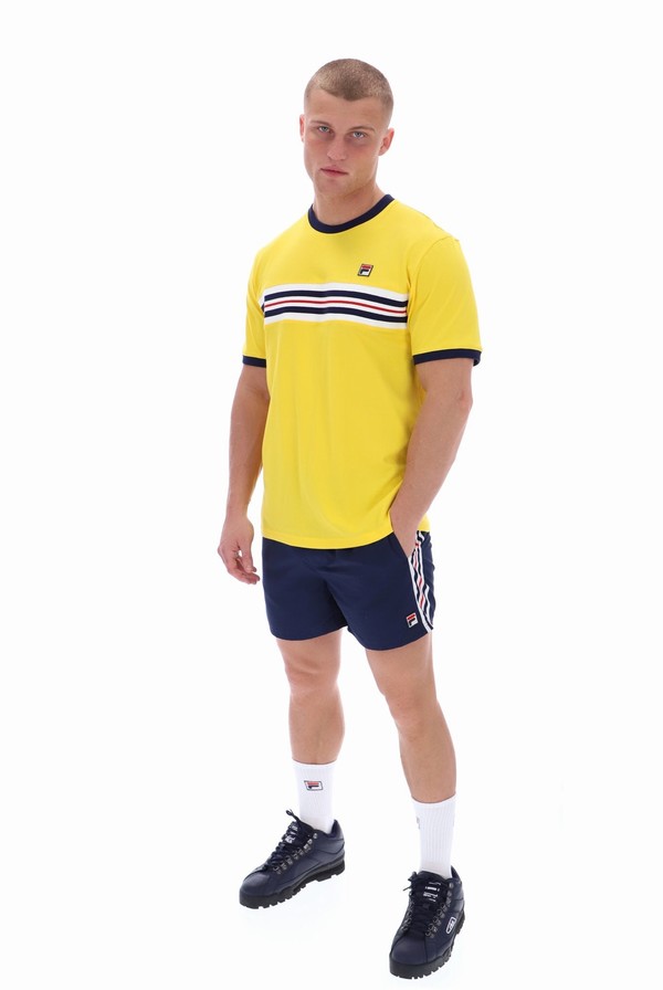 Yellow Fila Joey Jaquard Men T-shirts | 4317JULMQ