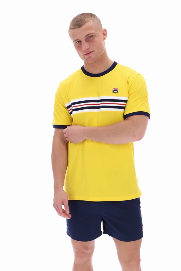 Yellow Fila Joey Jaquard Men T-shirts | 4317JULMQ