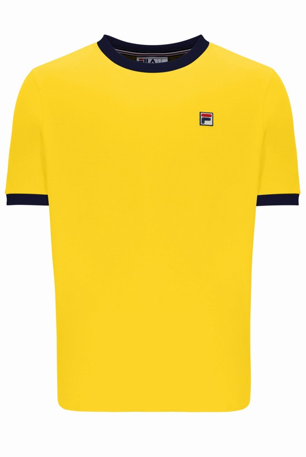 Yellow Fila Marconi Essential Ringer Men T-shirts | 6710KRENQ