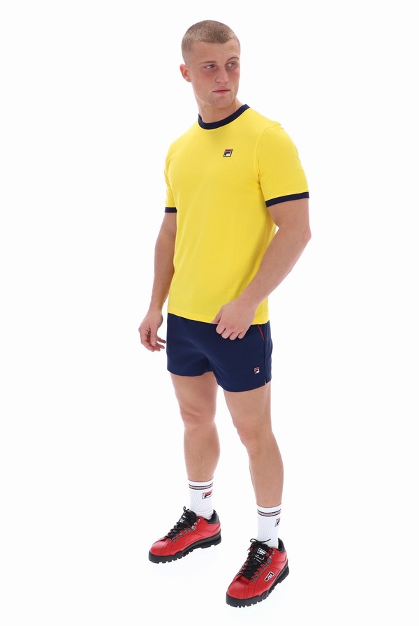 Yellow Fila Marconi Essential Ringer Men T-shirts | 6710KRENQ