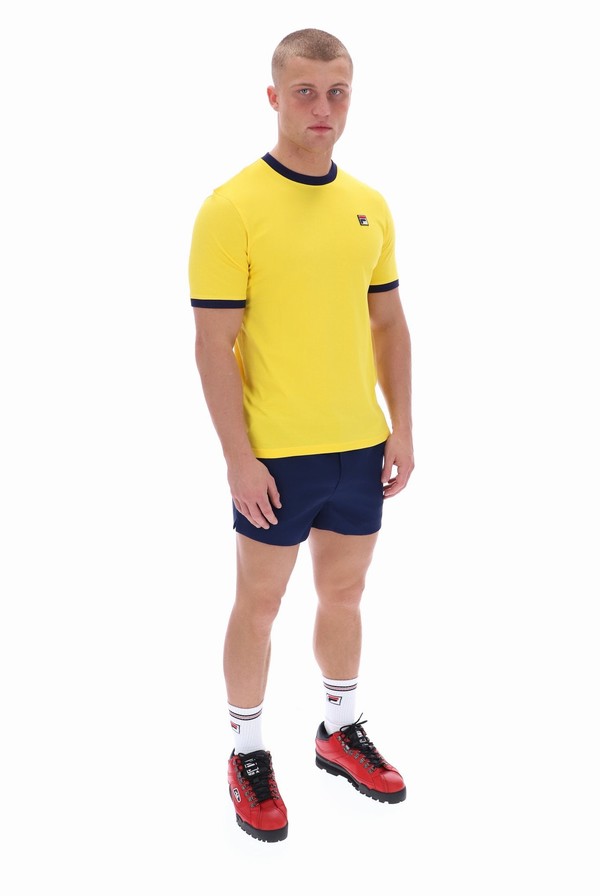 Yellow Fila Marconi Essential Ringer Men T-shirts | 6710KRENQ