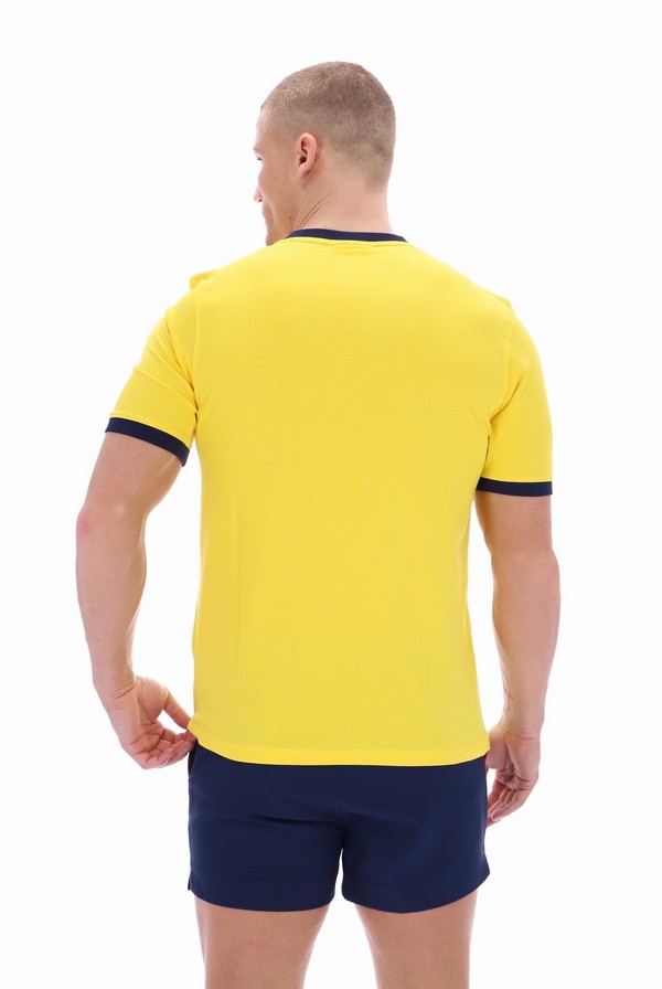 Yellow Fila Marconi Essential Ringer Men T-shirts | 6710KRENQ