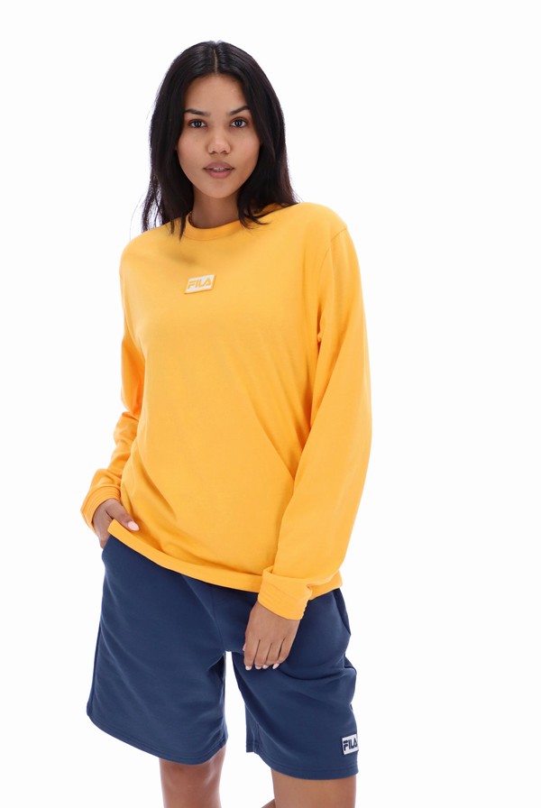 Yellow Fila Oakly Long Sleeve Men T-shirts | 2963PEWJU