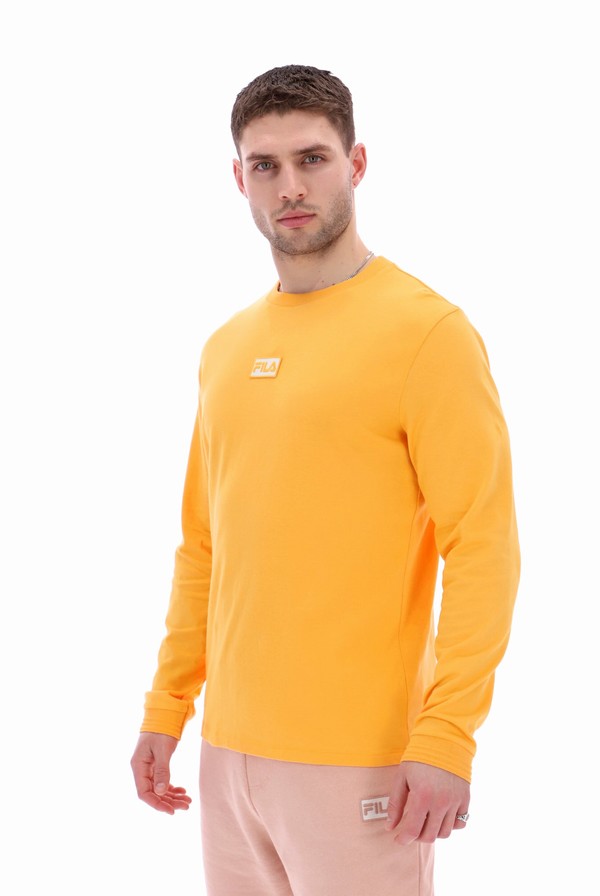 Yellow Fila Oakly Long Sleeve Men T-shirts | 2963PEWJU