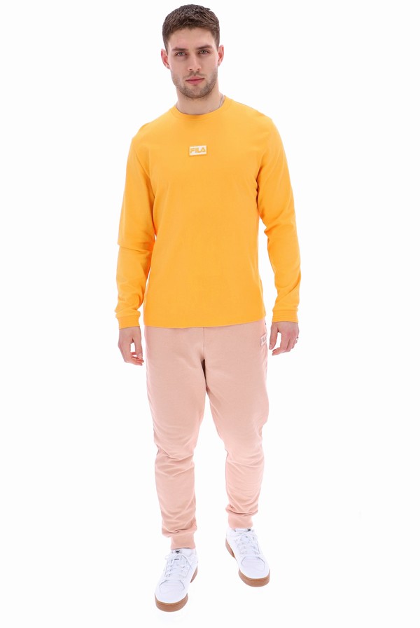 Yellow Fila Oakly Long Sleeve Men T-shirts | 2963PEWJU