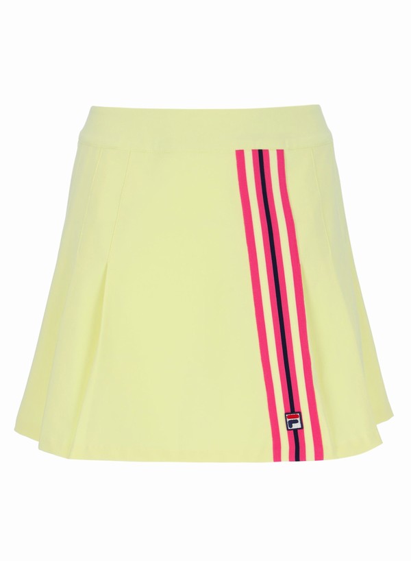 Yellow Fila Terry Striped Mini Women Co-ords | 1098ITHFX